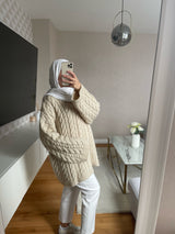 PULL TORSADé - BEIGE  -