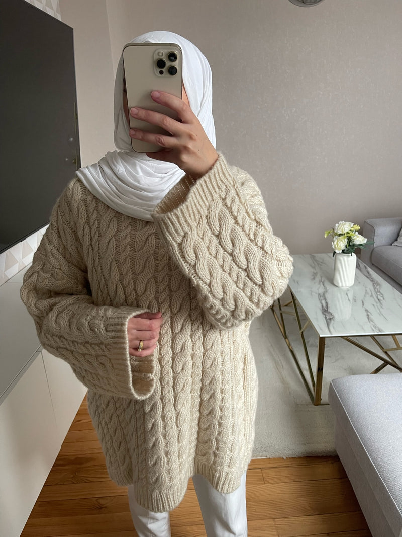 PULL TORSADé - BEIGE  -