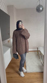 Pull torsadé - marron -